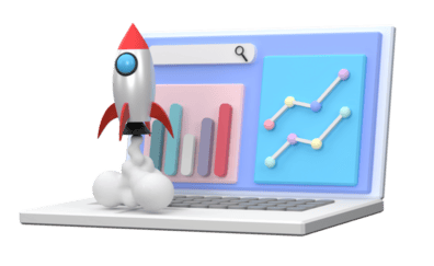 3d-notebook-computer-showing-a-business-graph-a-rocket-soared-up-on-sky-concept-of-start-up-png